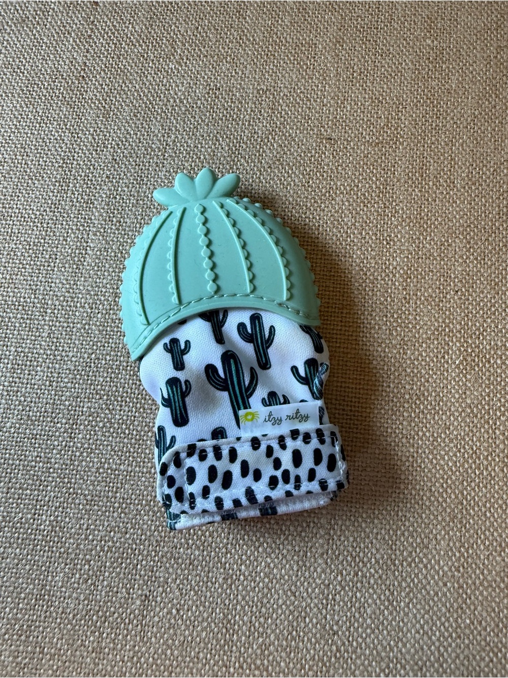 Mint Cactus Teether Mitt for Babies